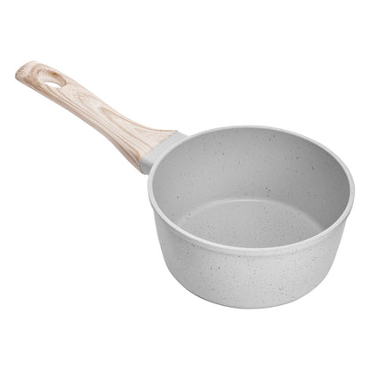 1.5 QT Saucepan, Nonstick Saucepan with Tempered Glass Lid, Multipurpose Cooking Sauce Pot with Detachable Handle, Sauce Pan Small Kitchen Cooking Pot with Coating, Induction Compatible, White