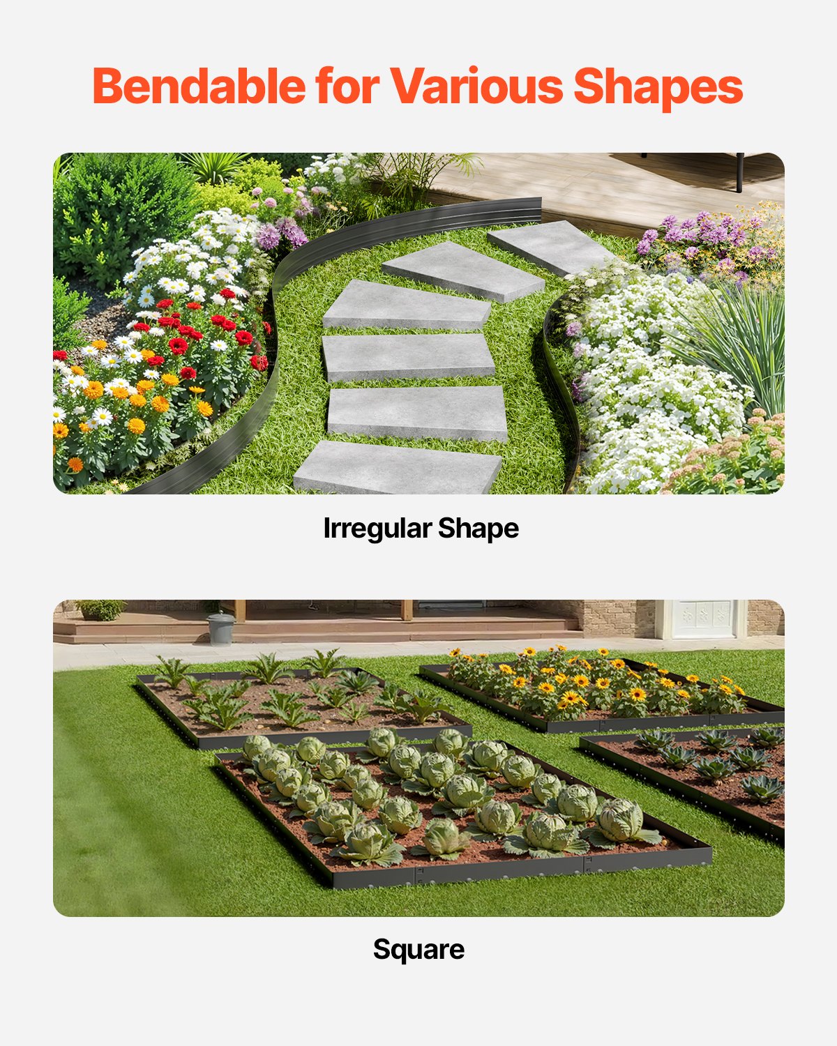 Metall-Landschaftseinfassung, 10er-Pack, 152,4 cm, rostbeständig, biegsam, für Garten und Hof