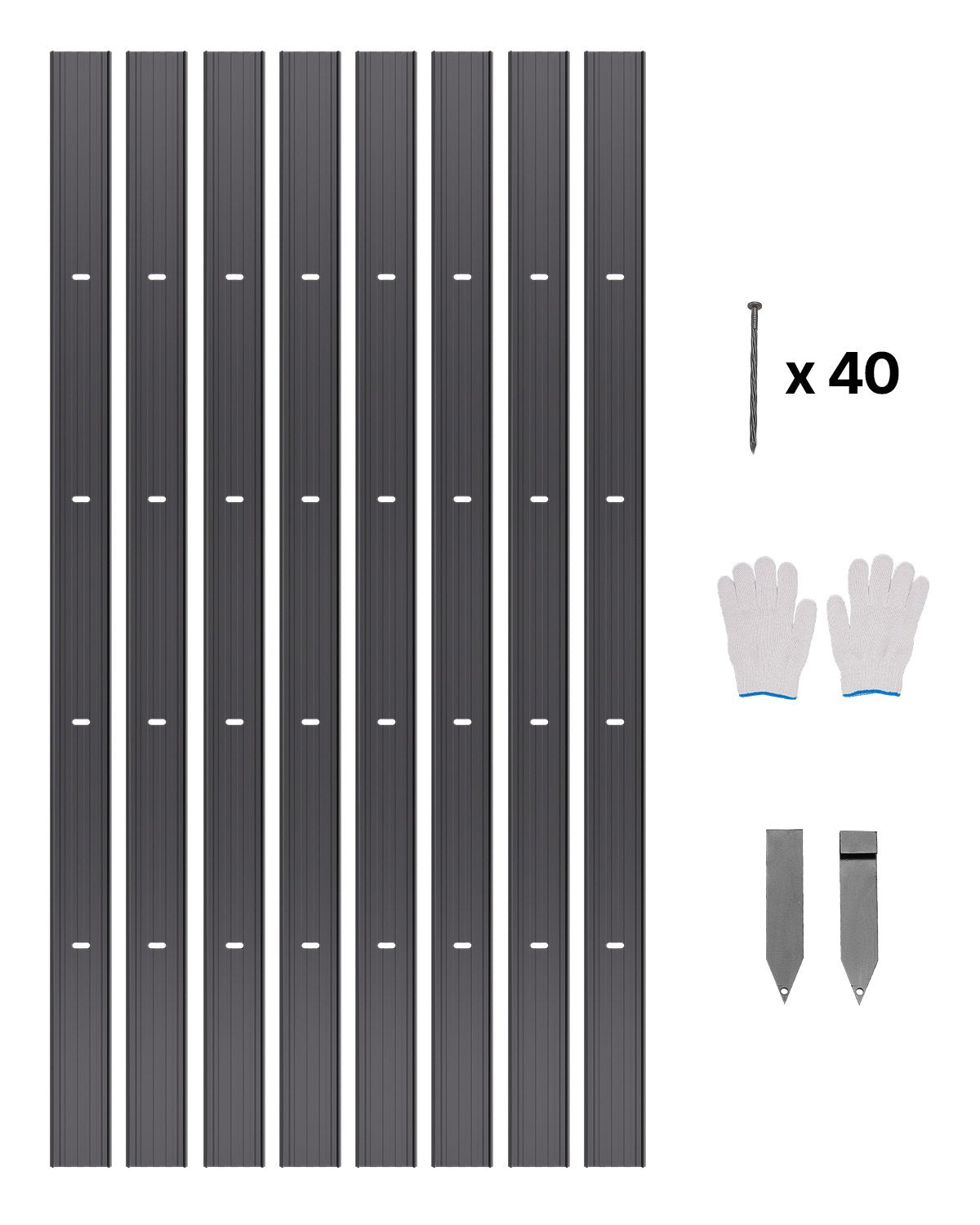 Metall-Landschaftseinfassung, 8er-Pack, 183 cm, rostbeständig, biegbar, für Garten und Hof