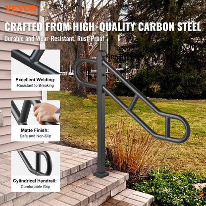 Single Post Outdoor Handrail 1-3 Steps 40.5" Stair Railing Floor Mount