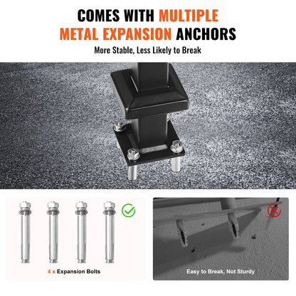 Single Post Outdoor Handrail 1-3 Steps 40.5" Stair Railing Floor Mount