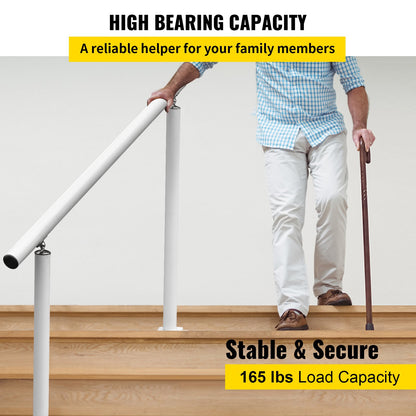 Outdoor Stair Railing Kit, 3 FT Handrails 2-3 Steps, Adjustable Angle White Aluminum Stair Hand Rail for The Elderly, Handrails for Outdoor Steps