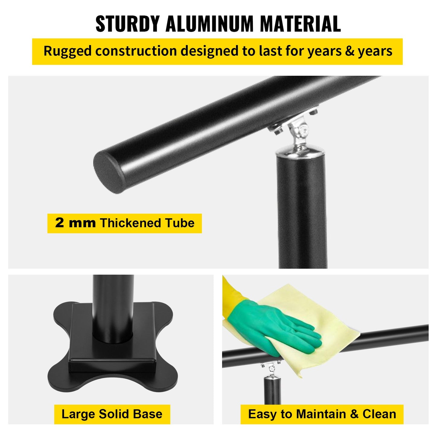 Outdoor Stair Railing Kit, 4 FT Handrails 1-4 Steps, Adjustable Angle Black Aluminum Stair Hand Rail for The Elderly, Handrails for Outdoor Steps