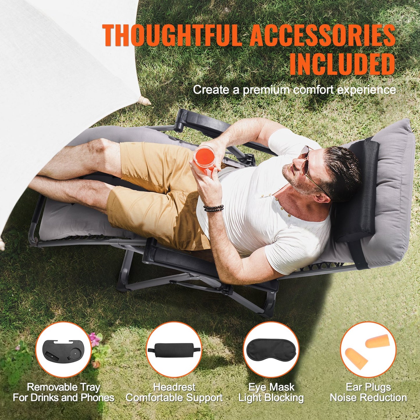 Zero Gravity Chair 26" Zero Gravity Recliner Lounge Chair Indoor and Outdoor