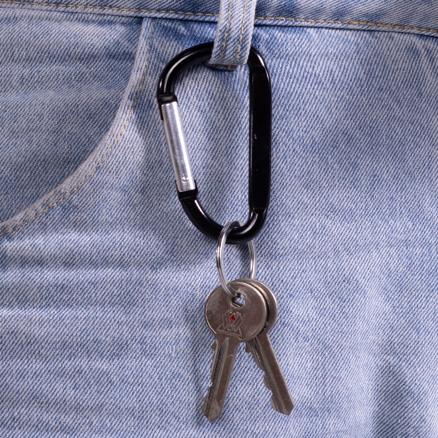 10 PCS Black Carabiner, Caribeaner Clip, Spring Snap Hook for Keychain Clip, 3.07" Aluminum Alloy D Ring Shape Carabeaner with 20 PCS Keyring, Multipurpose for Camping, Hiking, Backpacking