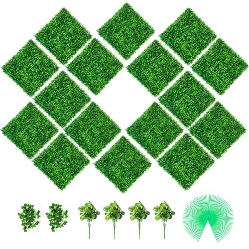 Artificial Boxwood Panels, 16 PCS 20\"x20\" Boxwood Hedge Wall Panels, PE Artificial Grass Backdrop Wall 1.6\", Privacy Hedge Screen for Decoration of Outdoor, Indoor, Garden, Fence, and Backyar