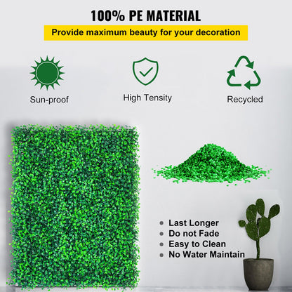 Artificial Boxwood Panels, 16 PCS 20\"x20\" Boxwood Hedge Wall Panels, PE Artificial Grass Backdrop Wall 1.6\", Privacy Hedge Screen for Decoration of Outdoor, Indoor, Garden, Fence, and Backyar