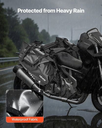 Motorcycle Saddlebags, 28 L (14 L x 2) Large Capacity Side Saddle Bags Compatible with Most Motorcycles, Waterproof Outdoor Sports Motorbike Luggage Storage Shoulder Bag with Bottom Strap, Black