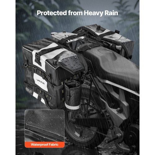 Motorcykelsadelväska, 56 L (28 L x 2) Stor sidosadelväska Kompatibel med de flesta motorcyklar, Vattentätt tyg Utomhussporter Motorcykelbagageförvaring med avtagbar innerväska, Svart |  EU