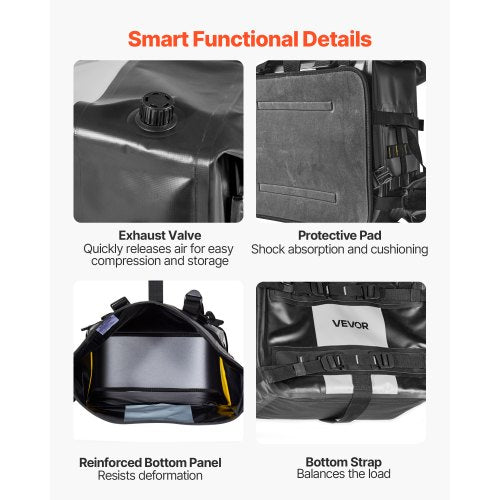 Motorcykelsadelväska, 56 L (28 L x 2) Stor sidosadelväska Kompatibel med de flesta motorcyklar, Vattentätt tyg Utomhussporter Motorcykelbagageförvaring med avtagbar innerväska, Svart |  EU