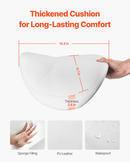 Sadelpall Vridbar pall med hjul PU Läder Höjdjusterbar Vit