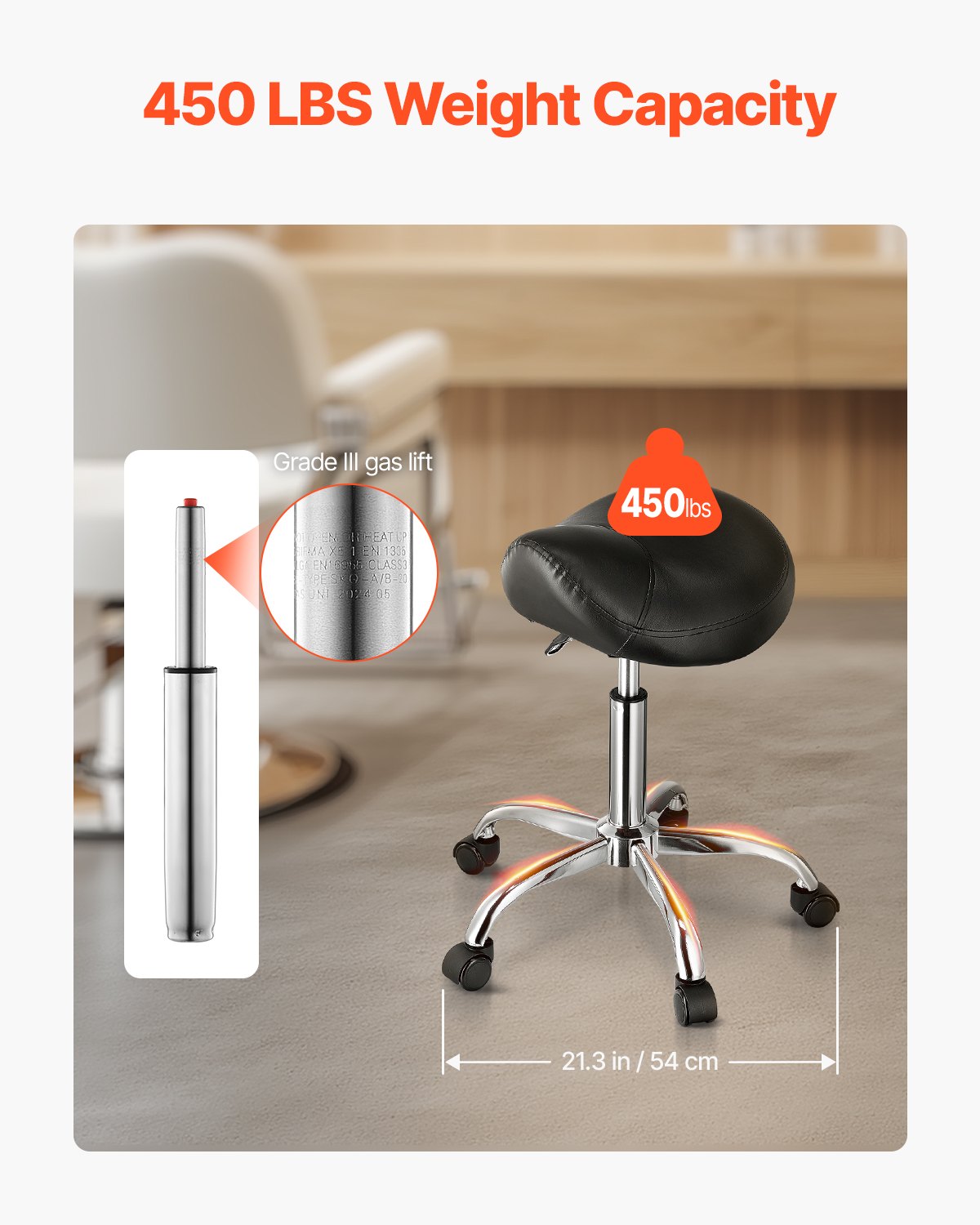 Sattelhocker Drehhocker mit Rollen PU-Leder höhenverstellbar Schwarz