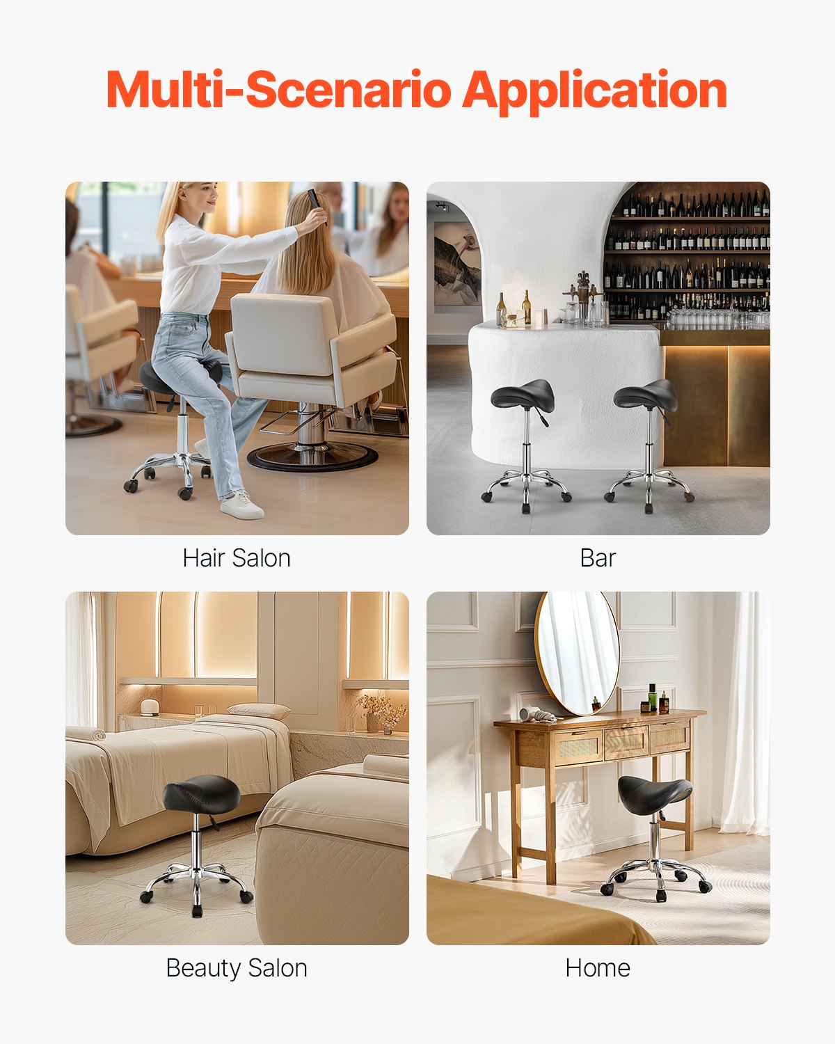 Sattelhocker Drehhocker mit Rollen PU-Leder höhenverstellbar Schwarz