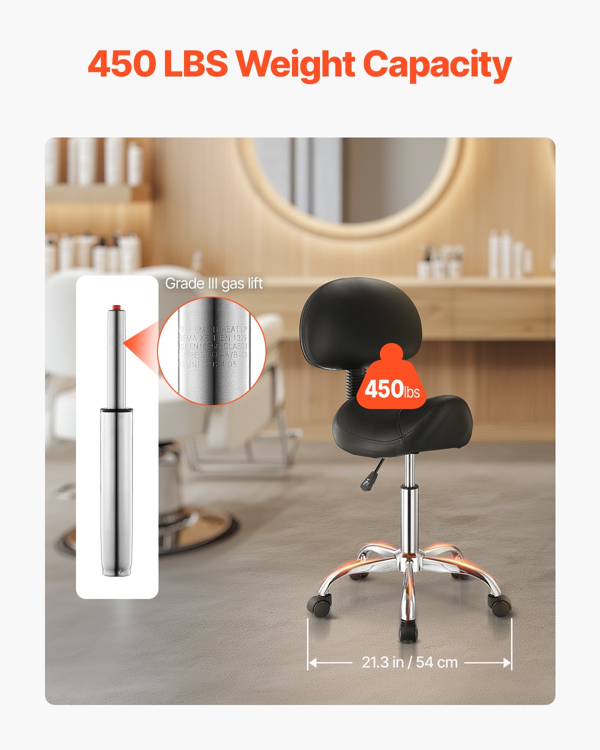 Sattelhocker Drehhocker mit Rückenlehne PU-Leder Höhenverstellbar Schwarz