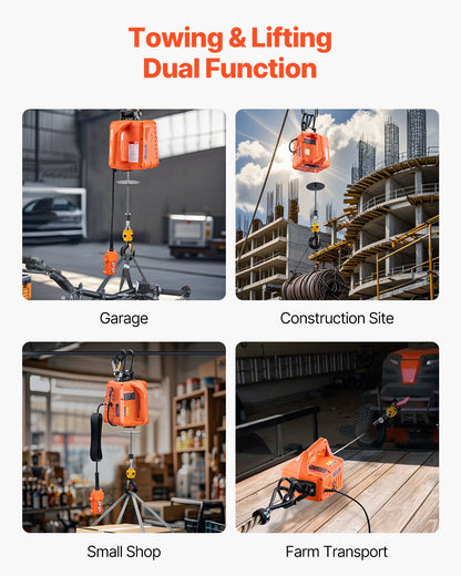 3-in-1 tragbare elektrische Hebewinde 1100LBS Kabelgebundene/kabellose Fernbedienung