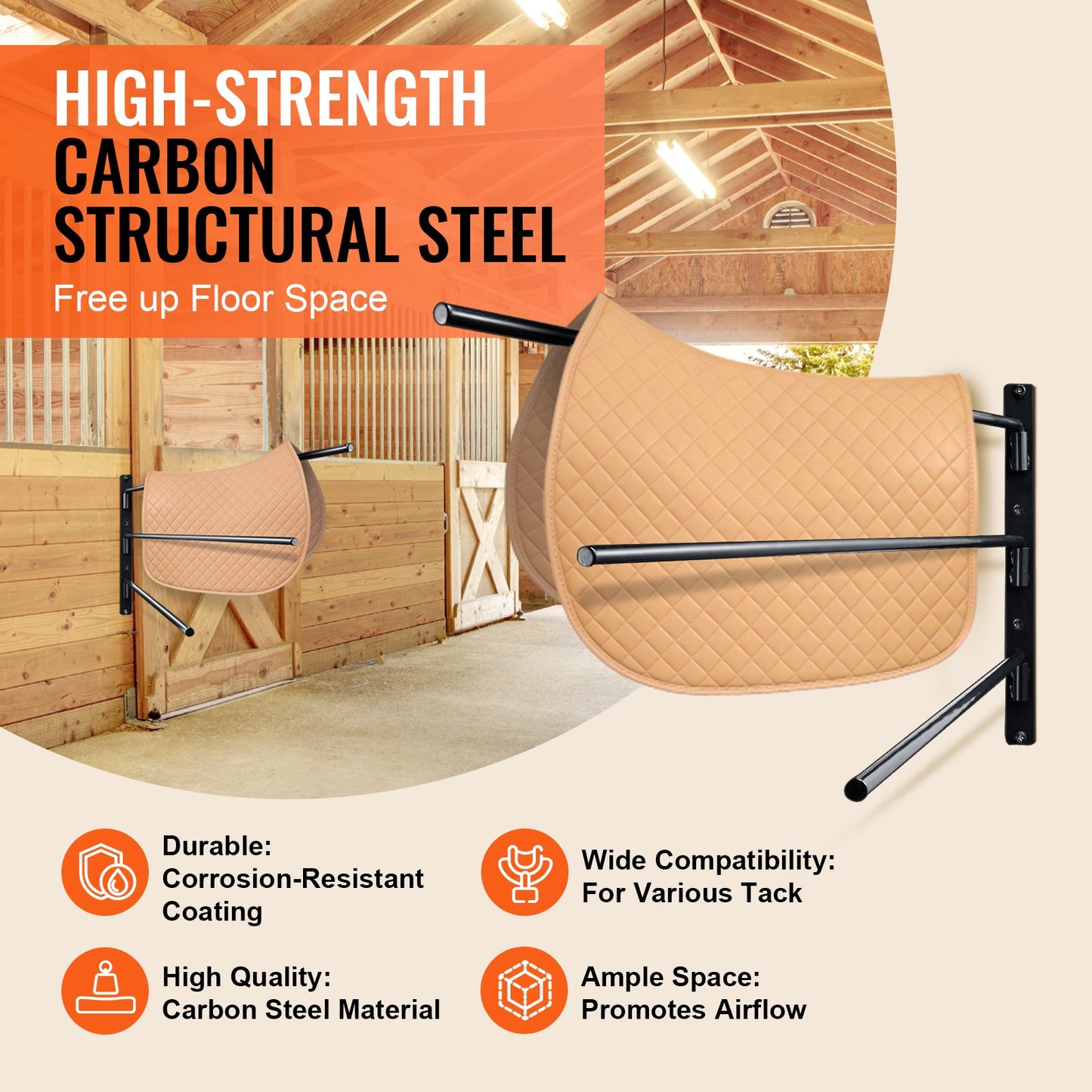 Wall-mounted three-tier saddle holder Swing out saddle pad holder