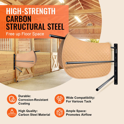 Wall-mounted three-tier saddle holder Swing out saddle pad holder