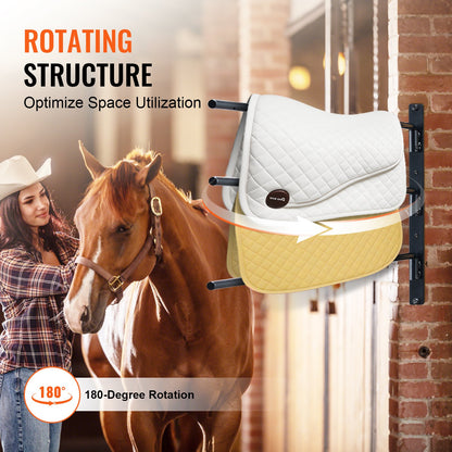 Wall-mounted three-tier saddle holder Swing out saddle pad holder