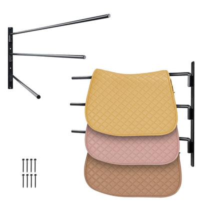 Wall-mounted three-tier saddle holder Swing out saddle pad holder