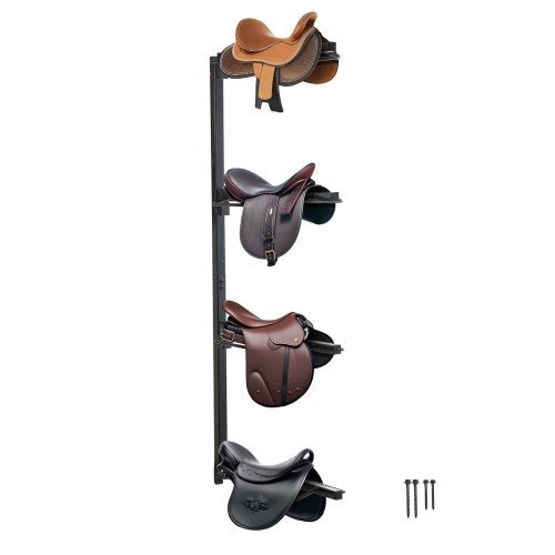 Wall Mount Saddle Rack, 24 x 7 x 52 in, Four Tiers Horse Saddle Storage Rack, Heavy Duty Equestrian Western and English Saddle Stand, Horse Blanket Holder for Tack Room Organization