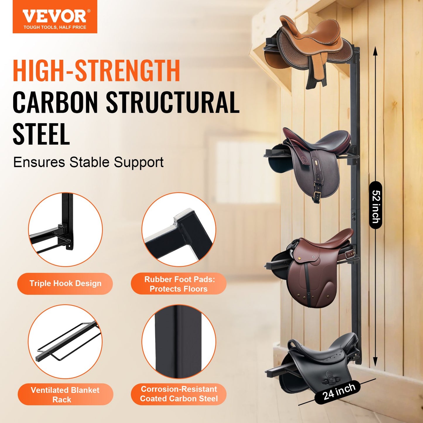 Wall Mounted Saddle Holder Four Levels Western &amp; English Horse Saddle Holder