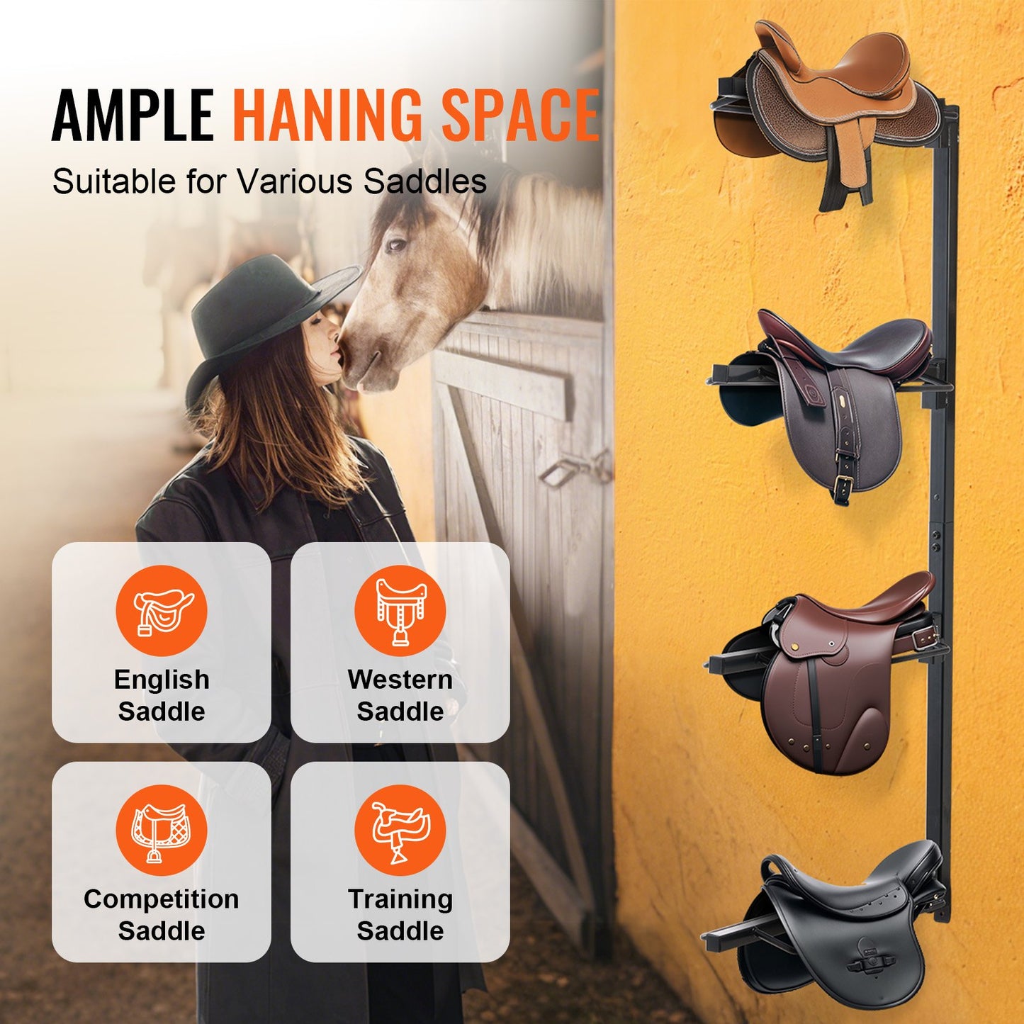 Wall Mounted Saddle Holder Four Levels Western &amp; English Horse Saddle Holder