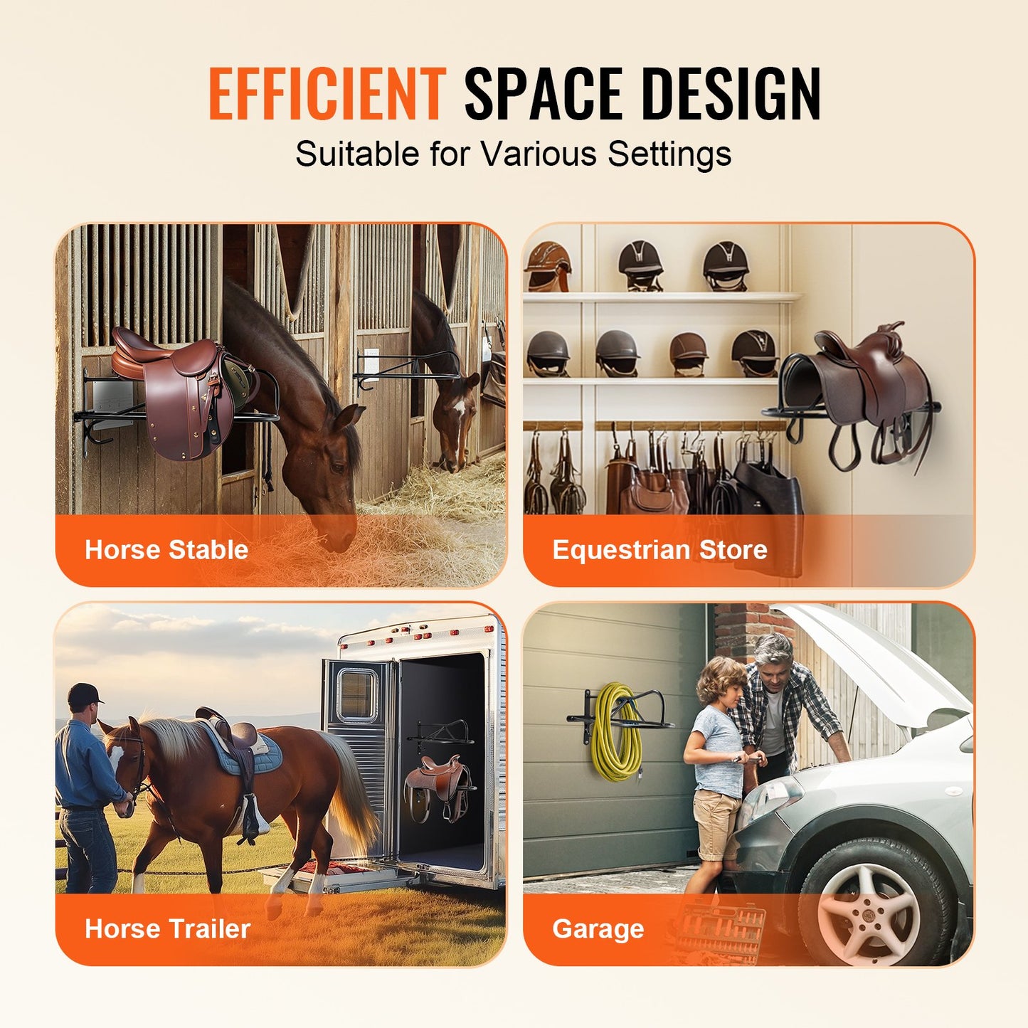 Wall Mounted Saddle Holder with Pad Bar 8-pack Horse Saddle Holder