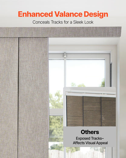 Panel Track Blinds, Extendable Track from 45.8 in to 86 in W, Trimmable Panel Curtains Up to 96 in H, Vertical Blackout Panel Blinds for Sliding Doors, Patio Doors, Room Divider, Windows, Brown
