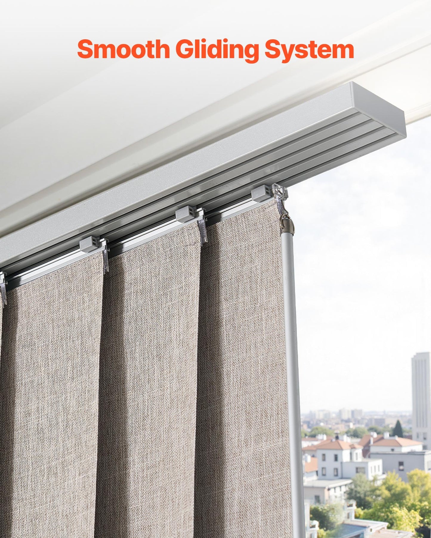 Panel Track Blinds, Extendable Track from 45.8 in to 86 in W, Trimmable Panel Curtains Up to 96 in H, Vertical Blackout Panel Blinds for Sliding Doors, Patio Doors, Room Divider, Windows, Brown