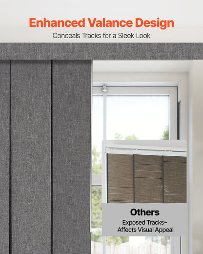 Panel Track Blinds, Extendable Track from 45.8 in to 86 in W, Trimmable Panel Curtains Up to 96 in H, Vertical Blackout Panel Blinds for Sliding Doors, Patio Doors, Room Divider, Dark Gray