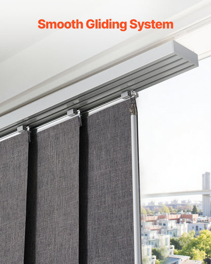 Panel Track Blinds, Extendable Track from 45.8 in to 86 in W, Trimmable Panel Curtains Up to 96 in H, Vertical Blackout Panel Blinds for Sliding Doors, Patio Doors, Room Divider, Dark Gray