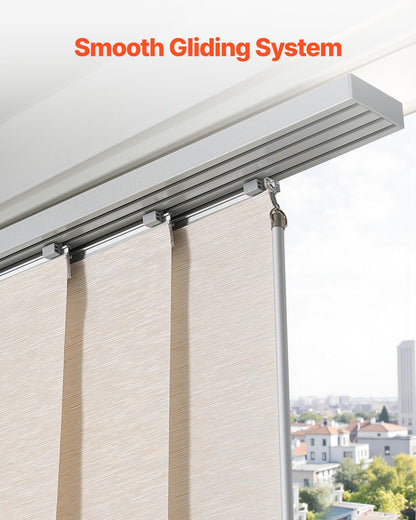 Panel Track Blinds, Extendable Track from 45.8 in to 86 in W, Trimmable Panel Curtains Up to 96 in H, Adjustable Vertical Panel Blinds for Sliding Doors, Patio Doors, Room Divider, Light Brown