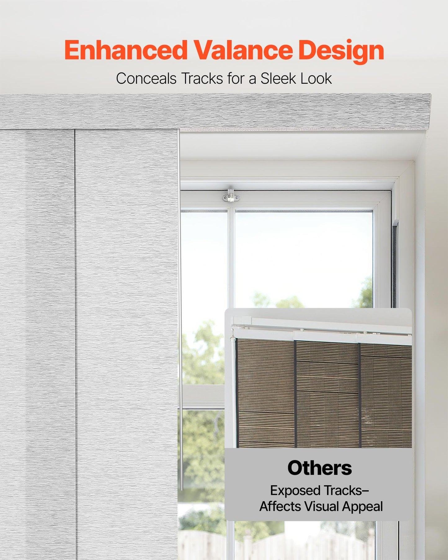 Panel Track Blinds, Extendable Track from 45.8 in to 86 in W, Trimmable Panel Curtains Up to 96 in H, Adjustable Vertical Panel Blinds for Sliding Doors, Patio Doors, Room Divider, Window, Gray