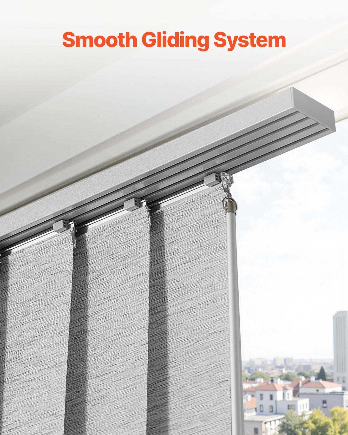 Panel Track Blinds, Extendable Track from 45.8 in to 86 in W, Trimmable Panel Curtains Up to 96 in H, Adjustable Vertical Panel Blinds for Sliding Doors, Patio Doors, Room Divider, Window, Gray