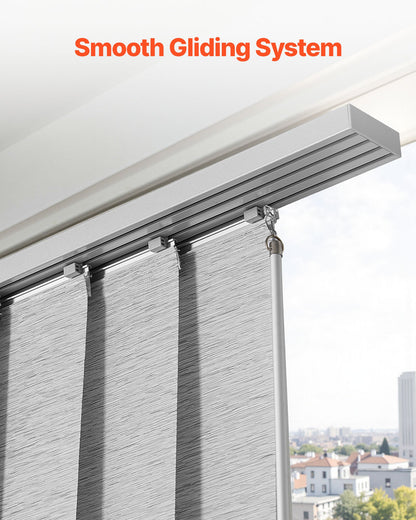 Panel Track Blinds, Extendable Track from 45.8 in to 86 in W, Trimmable Panel Curtains Up to 96 in H, Adjustable Vertical Panel Blinds for Sliding Doors, Patio Doors, Room Divider, Window, Gray