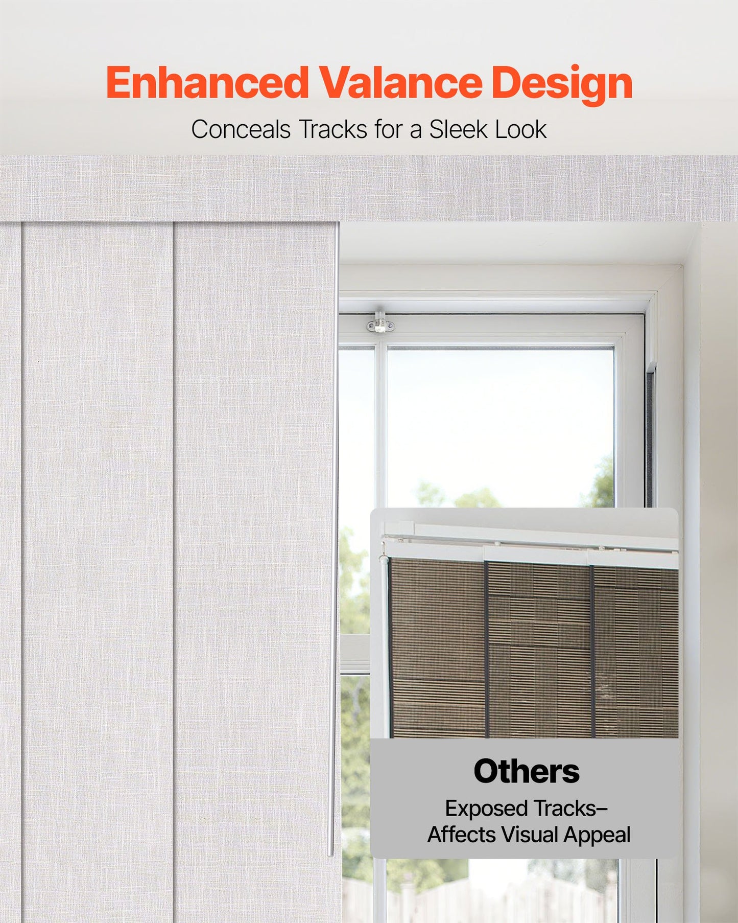 Panel Track Blinds, Extendable Track from 45.8 in to 86 in W, Trimmable Panel Curtains Up to 96 in H, Vertical Blackout Panel Blinds for Sliding Doors, Patio Doors, Room Divider, Light Gray