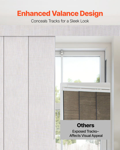 Panel Track Blinds, Extendable Track from 45.8 in to 86 in W, Trimmable Panel Curtains Up to 96 in H, Vertical Blackout Panel Blinds for Sliding Doors, Patio Doors, Room Divider, Light Gray