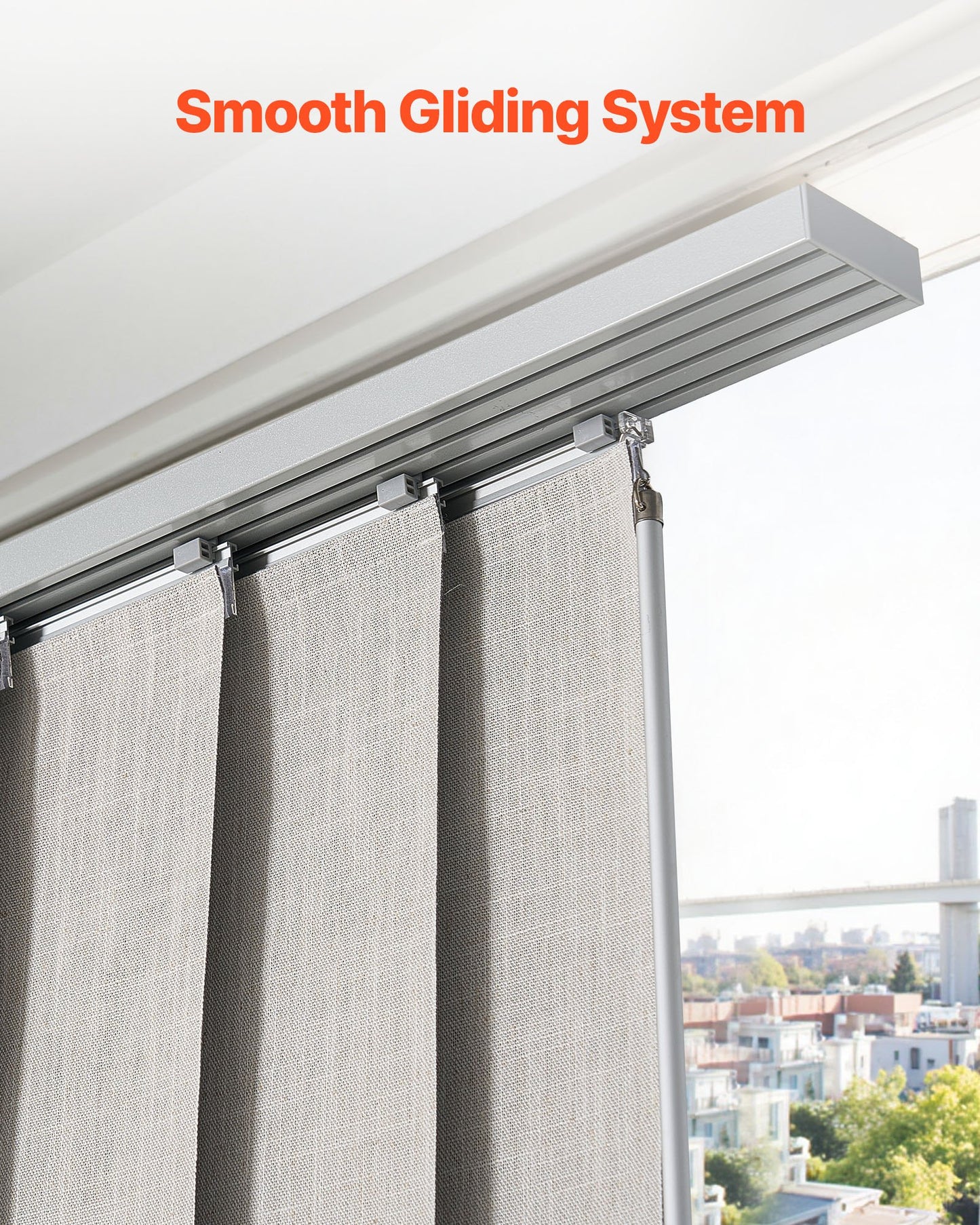 Panel Track Blinds, Extendable Track from 45.8 in to 86 in W, Trimmable Panel Curtains Up to 96 in H, Vertical Blackout Panel Blinds for Sliding Doors, Patio Doors, Room Divider, Light Gray
