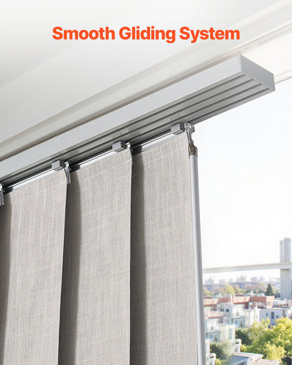 Panel Track Blinds, Extendable Track from 45.8 in to 86 in W, Trimmable Panel Curtains Up to 96 in H, Vertical Blackout Panel Blinds for Sliding Doors, Patio Doors, Room Divider, Light Gray