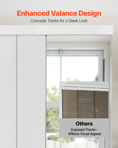 Panel Track Blinds, Extendable Track from 45.8 in to 86 in W, Trimmable Panel Curtains Up to 96 in H, Adjustable Vertical Panel Blinds for Sliding Doors, Patio Doors, Room Divider, Window, White