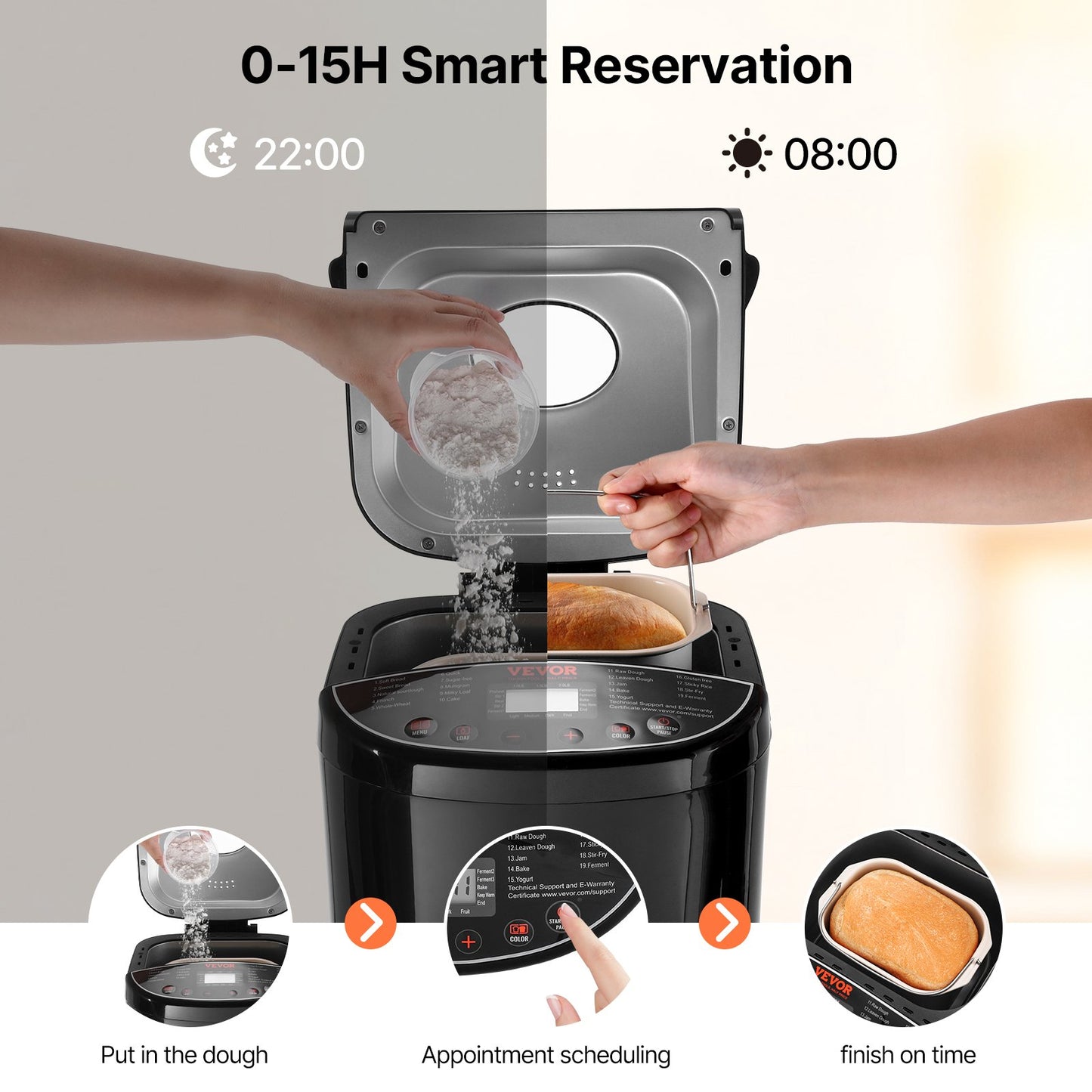 Bread Maker, 19-in-1 2LB Dough Machine, Nonstick Ceramic Pan Automatic Breadmaker with Gluten Free Setting, Whole Wheat Bread Making, Digital, Programmable, 3 Loaf Sizes, 3 Crust Colors
