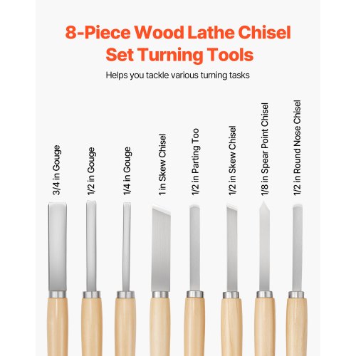 8-PIECE WOODWORKING CHISEL SET WOODWORKING TOOLS STEEL DISC GEAR FINISH