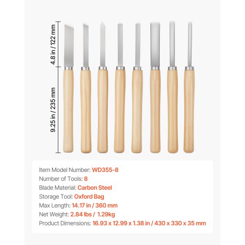 8-PIECE WOODWORKING CHISEL SET WOODWORKING TOOLS STEEL DISC GEAR FINISH