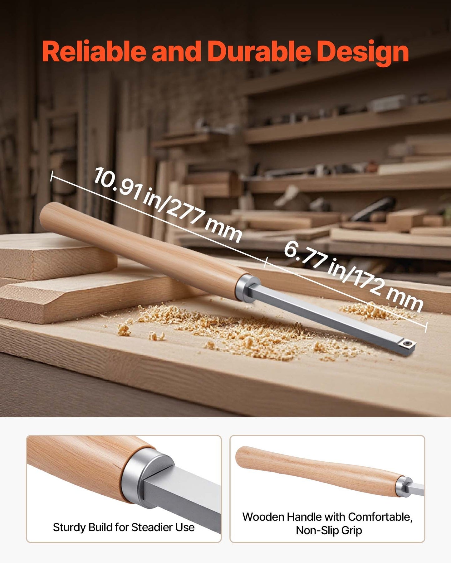 Wood Lathe Turning Tool Set, 6PCS, Lathe Roughing, Finishing, Detailing Hollow Tool with Wooden Handle, Diamond Round Square Carbide Inserts, Wooden Box, for Beginners, Hobbyists, Professionals