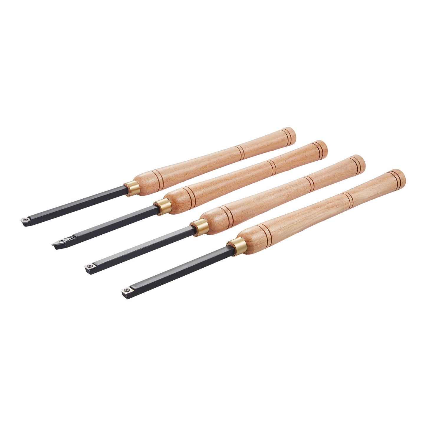 Wood Lathe Turning Tool Set, 4PCS, Lathe Roughing Finishing and Detailing Hollow Tool with Wooden Handle, Diamond Round Square Carbide Inserts, Wooden Box, for Beginners Hobbyists Professionals
