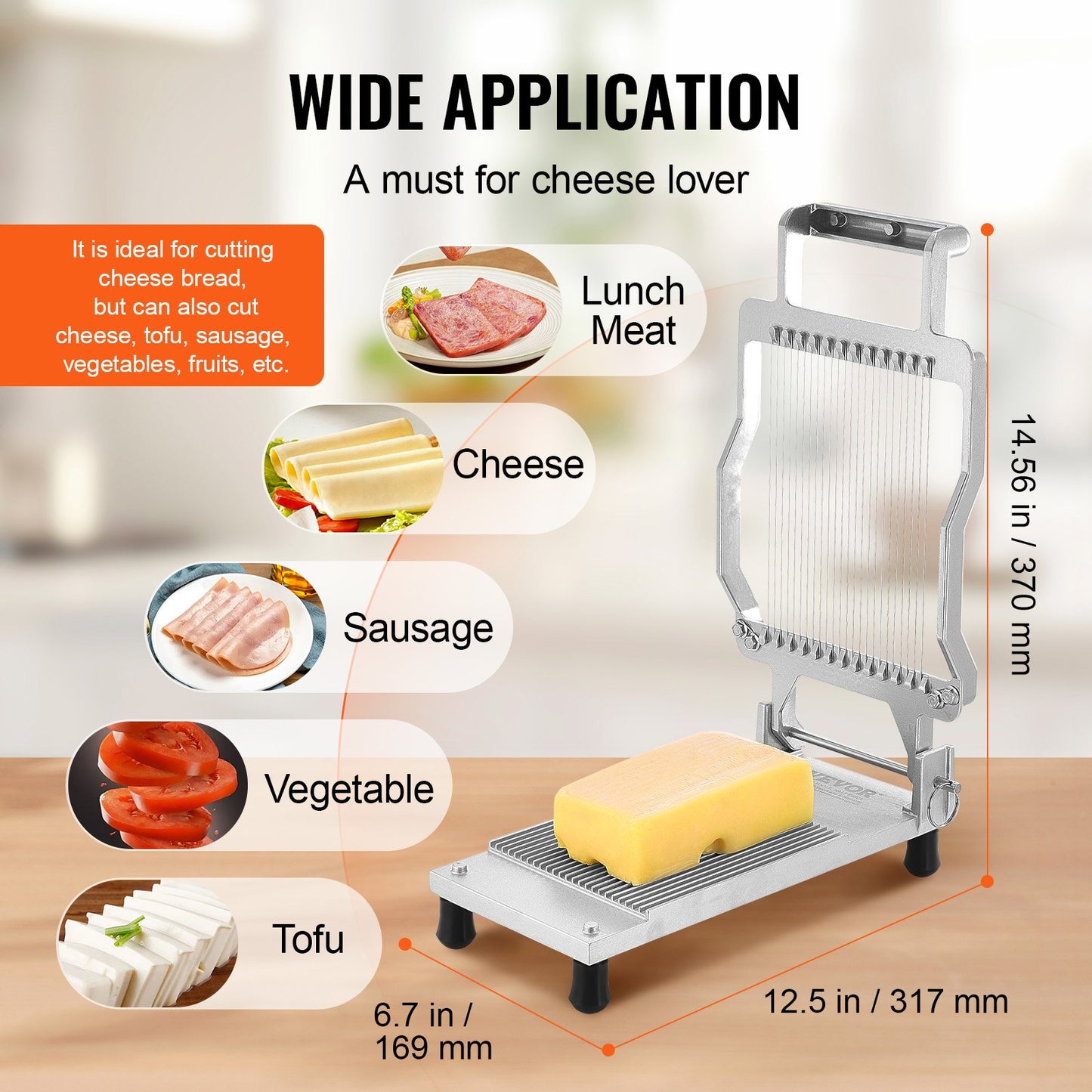 Cheese Cutter with Wire Cheeser Butter Cutting 0.2" Thin Cheese Cutter