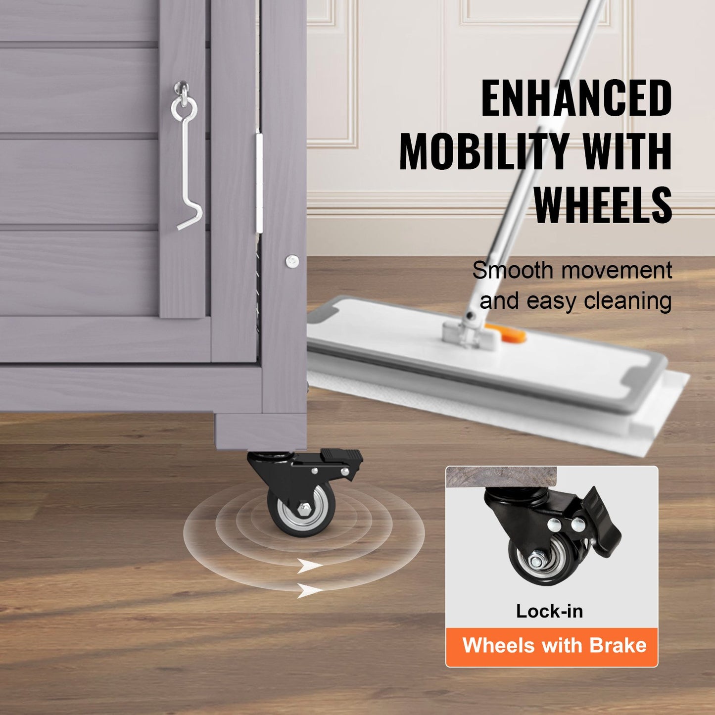 Cat House Outdoor, 3-Tier Large Catio, Cat Enclosure with 360° Rotating Wheels, 2 Platforms, a Resting Box and Large Front Door, 29.9 x 34 x 64.1 inches