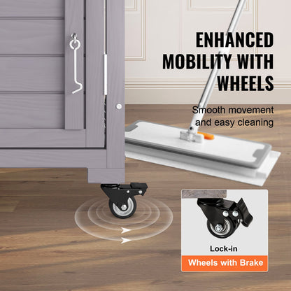 Cat House Outdoor, 3-Tier Large Catio, Cat Enclosure with 360° Rotating Wheels, 2 Platforms, a Resting Box and Large Front Door, 29.9 x 34 x 64.1 inches