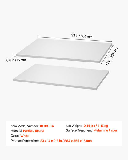 Melamine Shelves, 2 Piece, Wooden Cabinet Shelves Cut to Size for Closet System, Replacement Cabinet Shelf, Versatile Use Wardrobe Board for Closets, Cabinets, or any custom Shelving Needs