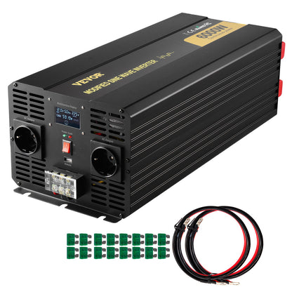 Power Inverter Modifierad Sine Wave Inverter 6000W DC 12V till AC 230V LCD